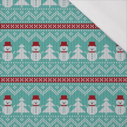 SNOWMEN WITH CHRISTMAS TREES / mint - single jersey 120g