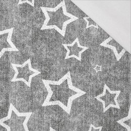 WHITE STARS (CONTOUR) / vinage look jeans grey - Single jersey with elastane 