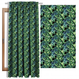 MINI LEAVES AND INSECTS PAT. 6 (TROPICAL NATURE) / black - Blackout curtain fabric
