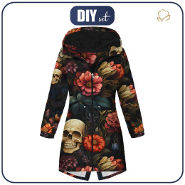 WOMEN'S PARKA (ANNA) - FLOWERS AND SKULL - sewing set