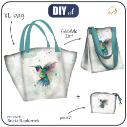 XL bag with in-bag pouch 2 in 1 - WATERCOLOR HUMMINGBIRD - sewing set