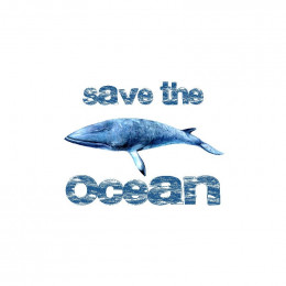 WHALE (Save the ocean) / white L - panel single jersey TE210