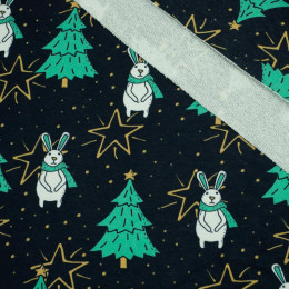 HARES WITH CHRISTMAS TREES - thick looped knit 