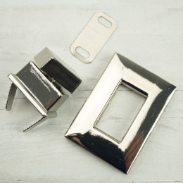 Turn clasp / silver rectangular - set