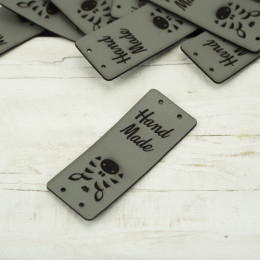 Loop fold label "Hand Made" - Zebras 2 x 5 cm - grey