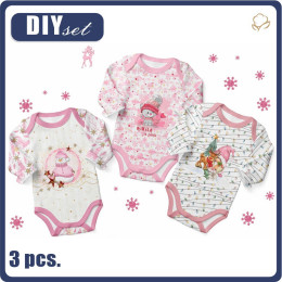 3-PACK - BABY BODYSUITS (CHARLIE) - WINTER / pink - sewing set