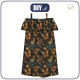 Bardot neckline dress (LILI) - Butterfly & Flowers wz.12 - sewing set