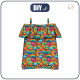 Bardot neckline blouse (SARA) -  COLORFUL CLOUDS - sewing set