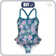 Girl's swimsuit - WATER WORLD pat. 1 / sea blue 