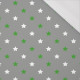 DIAGONAL GREEN STARS / grey - single jersey with elastane 