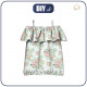 Bardot neckline blouse (SARA) - Hydrangeas / white - sewing set