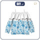 Bardot neckline blouse (VIKI) - FLOWERS (pattern no. 2 light blue) / white - sewing set