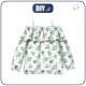 Bardot neckline blouse (VIKI) - GREEN HERBARIUM / white - sewing set