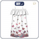 Bardot neckline dress (LILI) - BUTTERFLIES (pat. 1 pink) / white - sewing set