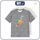 KID’S T-SHIRT - SOLAR SYSTEM (SPACE EXPEDITION) / ACID WASH GREY - single jersey