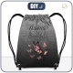 GYM BAG - ALWAYS BEAUTIFUL (GLITTER BUTTERFLIES) / ACID WASH GREY - sewing set