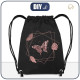 GYM BAG - BUTTERFLY / rhombuses (GLITTER BUTTERFLIES) - sewing set