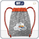 GYM BAG - PLANES pat. 2 / white (ADVENTURE BEGINS) - sewing set