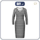 PENCIL DRESS (ALISA) - BLACK HOUNDSTOOTH / WHITE - sewing set