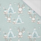 ANIMALS IN TIPI / light blue (MAGICAL CHRISTMAS FOREST) - single jersey with elastane 