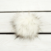 Eco fur pompom 9 cm - melange white