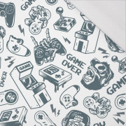 GAME OVER (retro) / white - single jersey with elastane 
