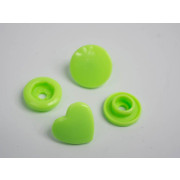 Fasteners KAM hearts 12 mm lime 10 sets