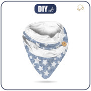 BUTTON SCARF - WHITE STARS / vinage look jeans (blue) - sewing set