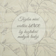 You have to have a big heart to teach little people / birds - Cotton woven fabric panel