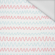 PASTEL DOODLES / mint - salmon pink (PASTEL SKY) - Waterproof woven fabric