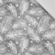 WHITE FEATHERS (GREY) / white - Cotton woven fabric