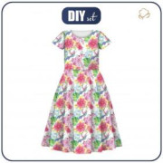 KID'S DRESS  “Mia” (98/104) - HUMMINGBIRDS AND FLOWERS - sewing set 