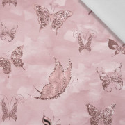 BUTTERFLIES (GLITTER BUTTERFLIES) / CAMOUFLAGE pat. 2 (rose quartz) - Cotton woven fabric