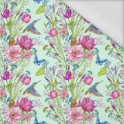 MINI KINGFISHERS AND BUTTERFLIES (KINGFISHERS IN THE MEADOW) / mint - Waterproof woven fabric