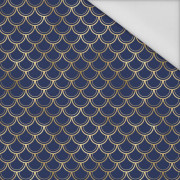 GOLDEN FISH SCALES pat. 2 (GOLDEN OCEAN) / dark blue - Waterproof woven fabric