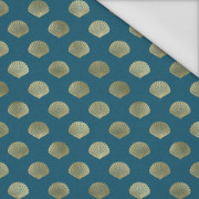 GOLDEN SHELLS (GOLDEN OCEAN) / sea blue - Waterproof woven fabric