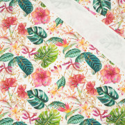 50cm TROPICAL JUNGLE / white - single jersey with elastane 