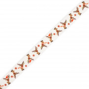 Grosgrain tape 15 mm REINDEER AND STARS - white