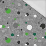 GREEN DOTSIES / ACID WASH GREY - Waterproof woven fabric