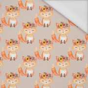 FOXES AND DOTS / beige (FOXES AND PUMPKINS) - Waterproof woven fabric