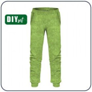 CHILDREN'S JOGGERS  "LYON" (86/92) - ACID WASH / LIGHT GREEN (DIA DE LOS MUERTOS) - looped knit fabric 