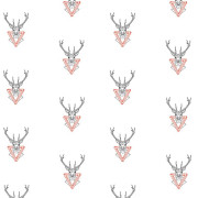 87cm DEERS / white - Cotton woven fabric