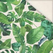 100cm TROPICAL LEAVES pat. 2 / ecru - Linen with viscose