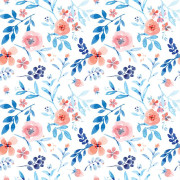 PAINTED PEONIES / white - Cotton woven fabric