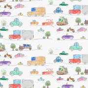 VEHICLES / white - Cotton woven fabric