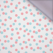 PASTEL DOTS / mint - salmon pink  (PASTEL SKY) - softshell
