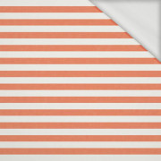 STRIPES 1x1 - acid ecru / acid red - looped knit fabric