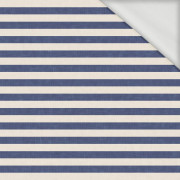 STRIPES 1x1 - acid ecru / acid navy - looped knit fabric