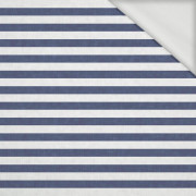 STRIPES 1x1 - acid white/ acid navy - looped knit fabric
