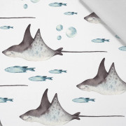 BROWN STINGRAYS (THE WORLD OF THE OCEAN)  - Cotton woven fabric